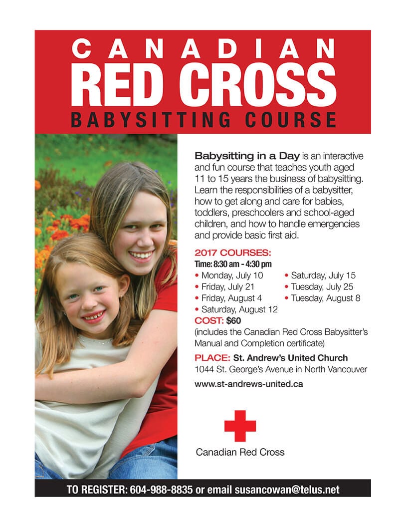 Canadian Red Cross Babysitting Course at St. Andrews United Church North Vancouver