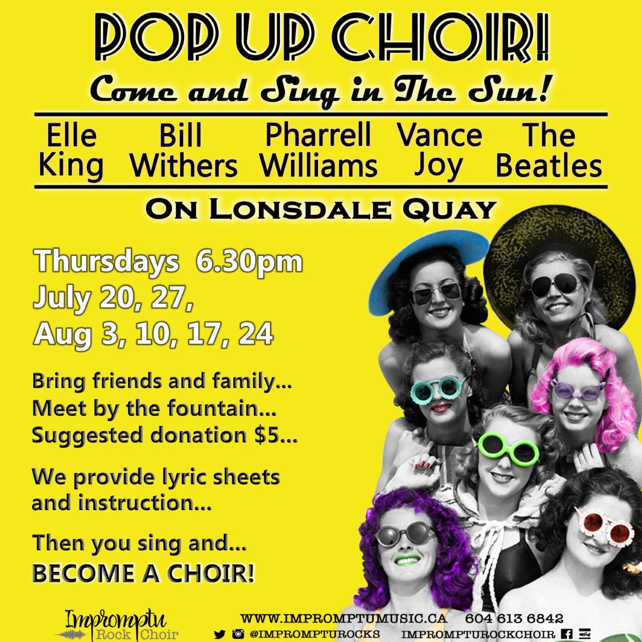 Sing In The Sun On Lonsdale Quay! Beatles! Elle King! Bill Withers! Vance Joy! Simon & Garfunkel!