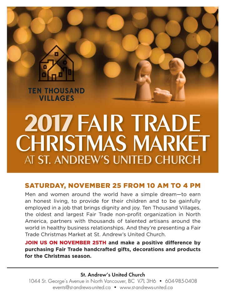 Fair Trade Christmas Market at St. Andrew’s United Church North Vancouver