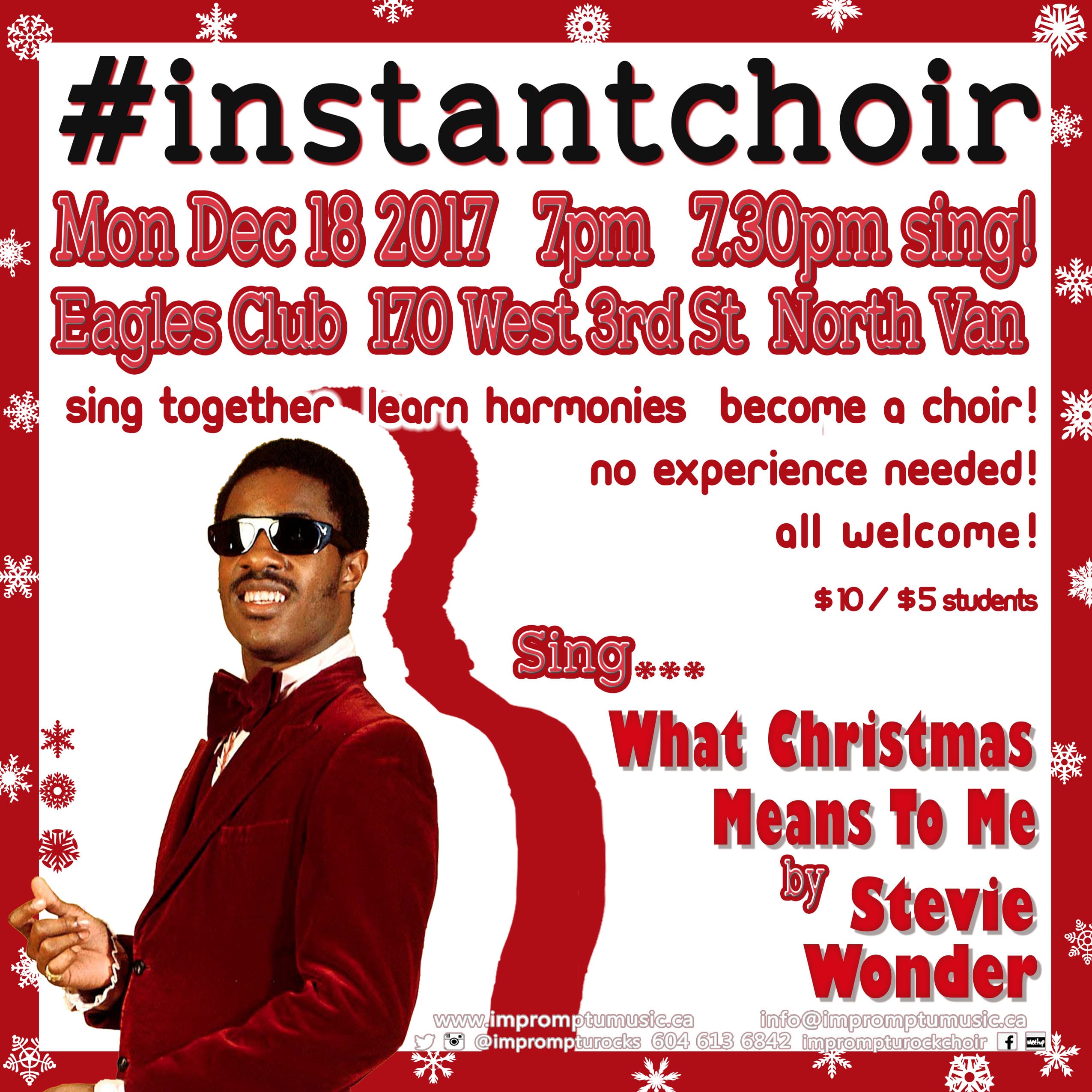 Sing What Christmas Means To Me by Stevie Wonder – #InstantChoir in North Vancouver