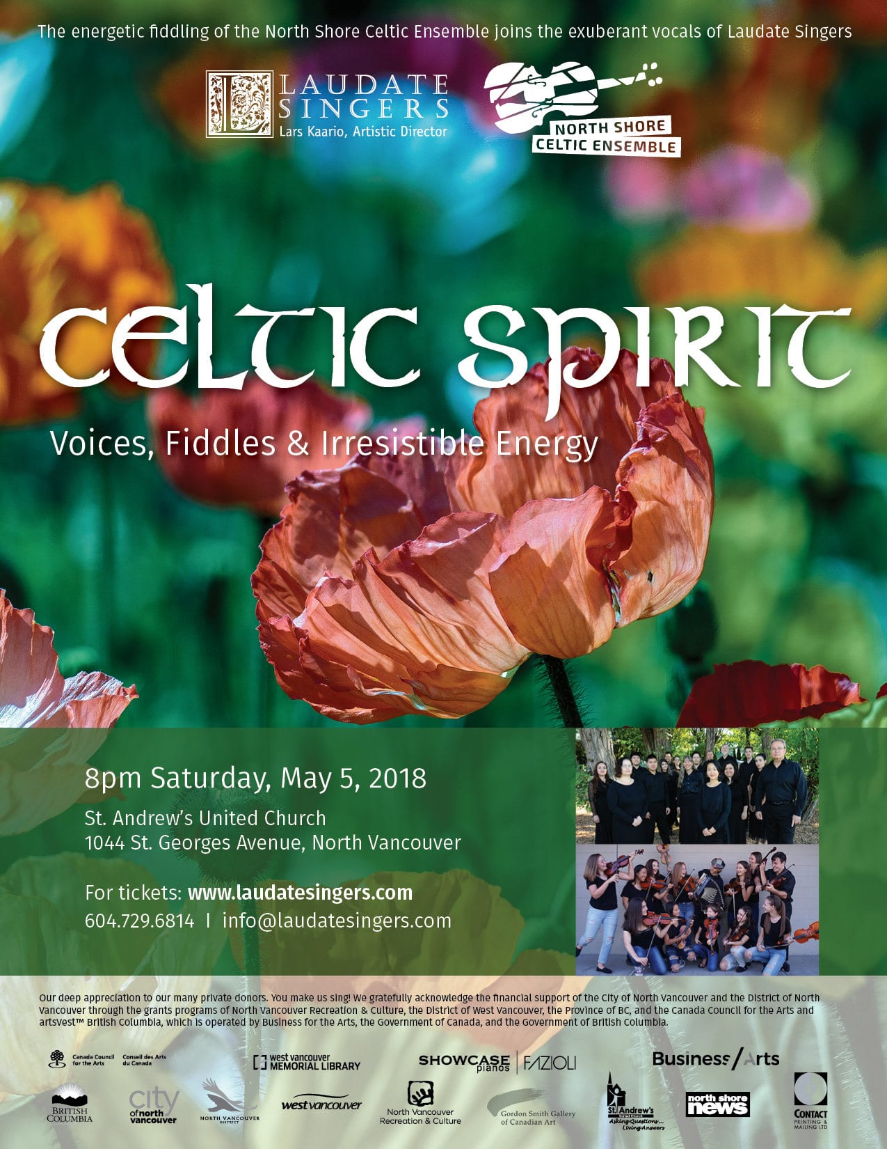 Celtic Spring ~ Voices, Fiddles & Irresistible Energy at St. Andrew’s United Church