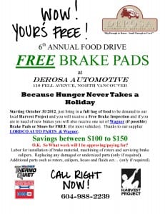Free Brake Pads for Food Drive – Harvest Project