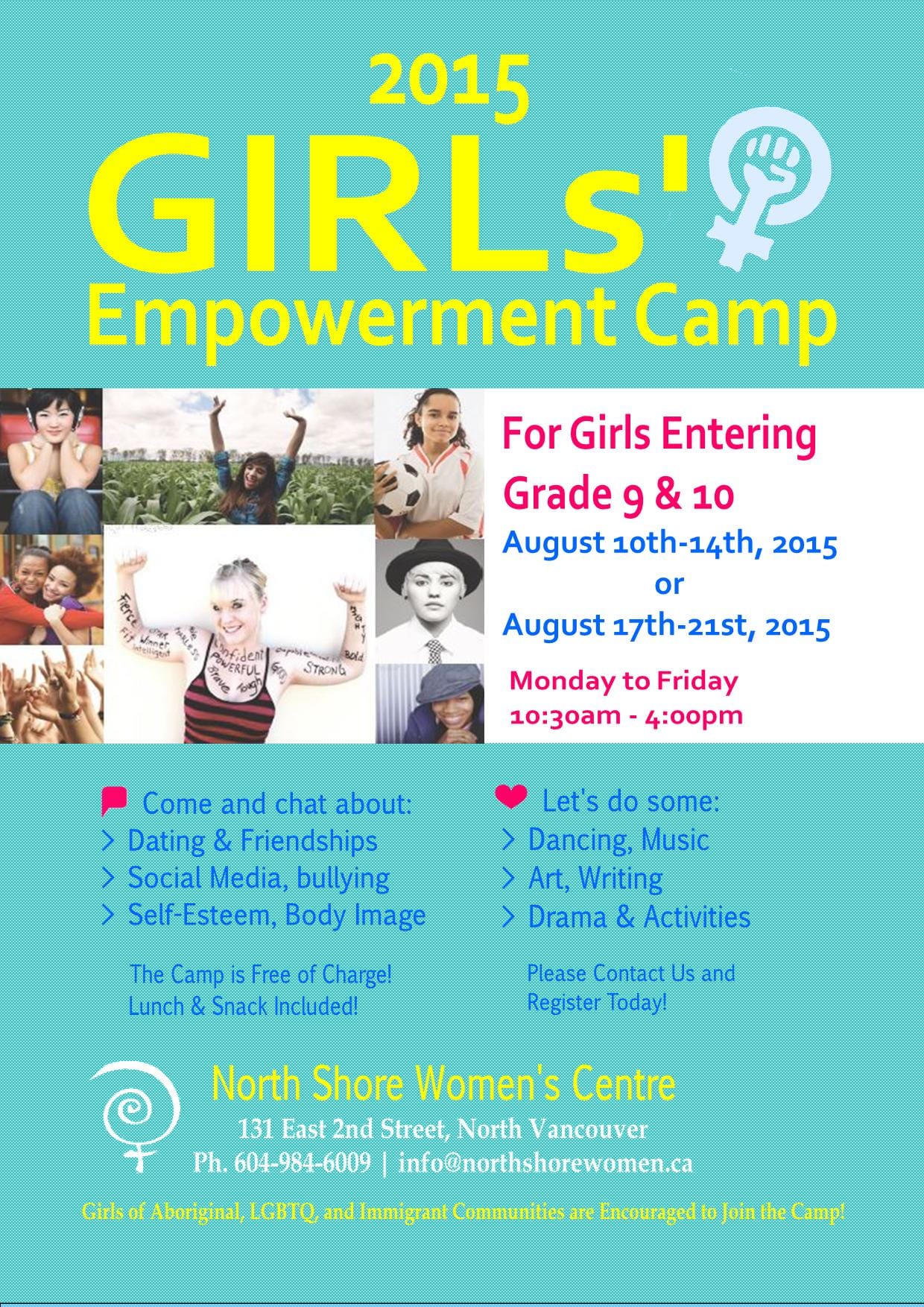 Girls Empowerment Camp at the North Shore Women's Centre Children and